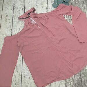 Bold Elements Cold Shoulder Beaded Collar Top